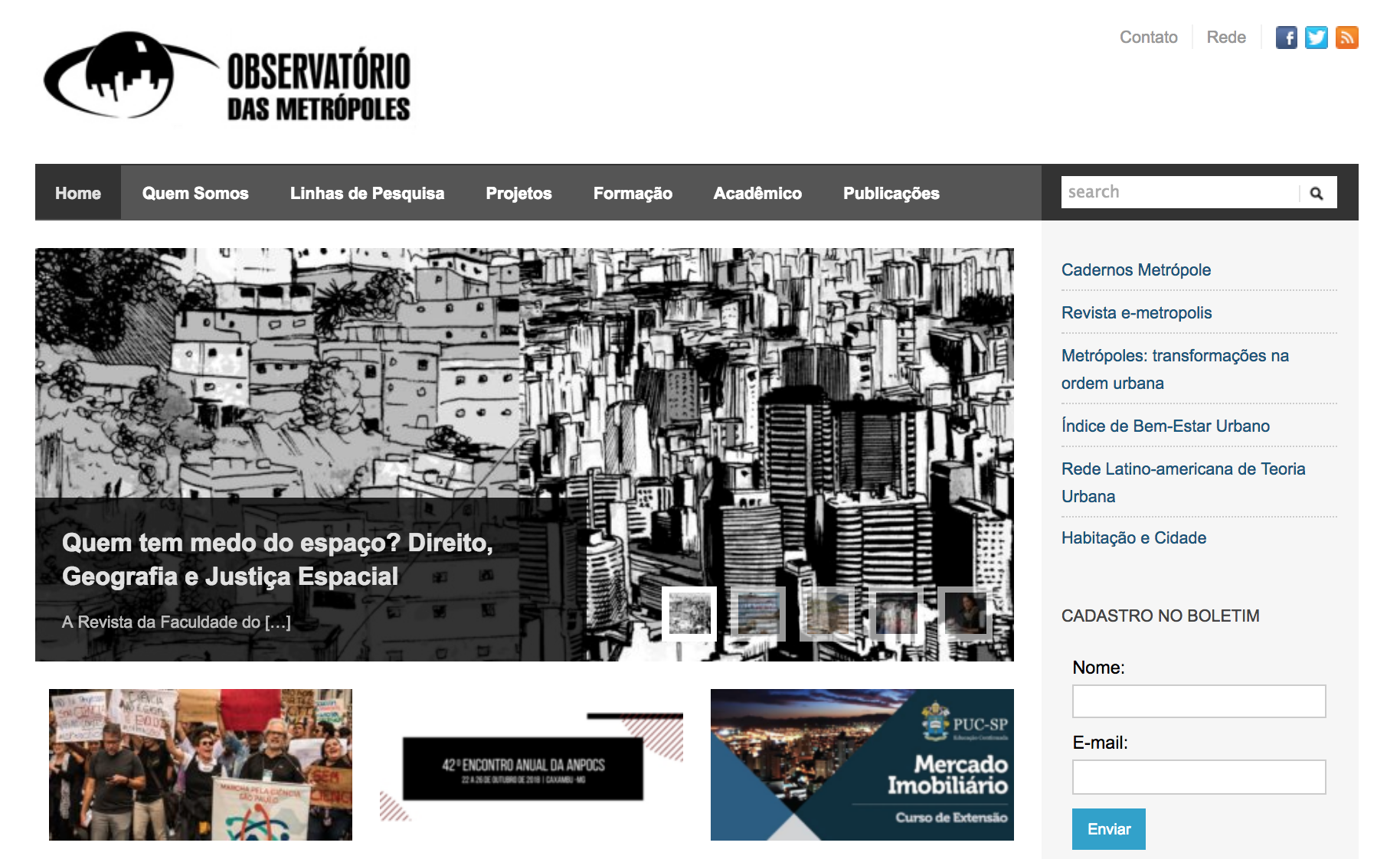 Novo Portal Observatório das Metrópoles: ampliando a difusão da temática urbana