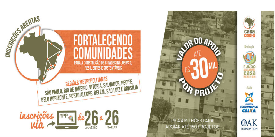 Fundo Casa Socioambiental seleciona projetos em 10 regiões metropolitanas