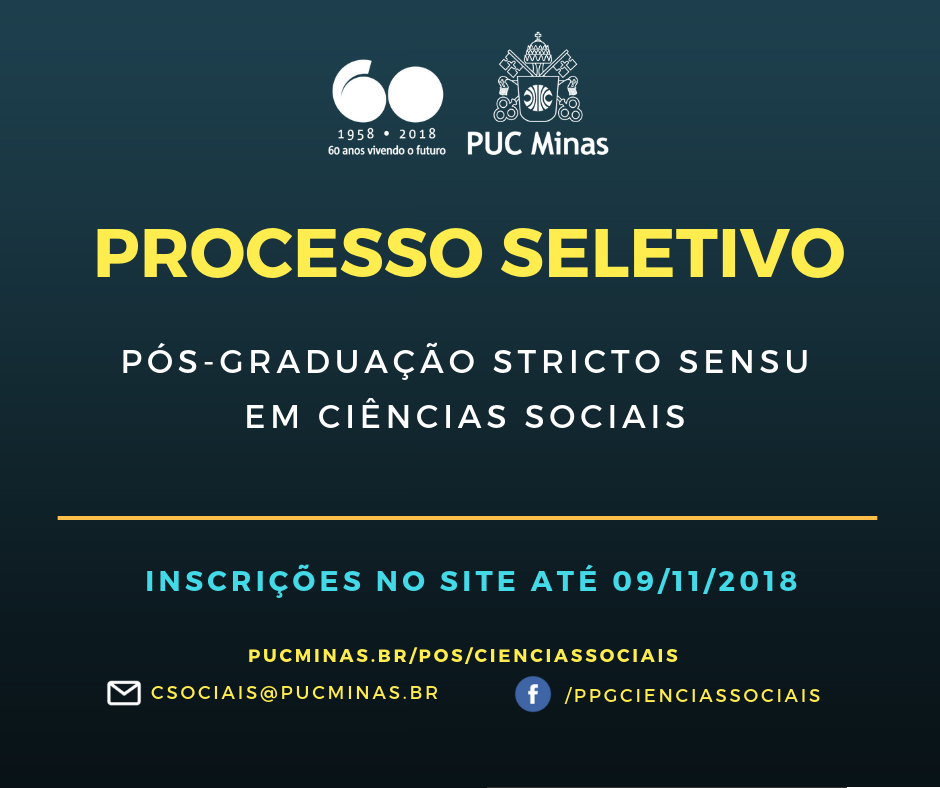 Aberto processo seletivo para o Programa de Pós-graduação em Ciências Sociais da PUC Minas