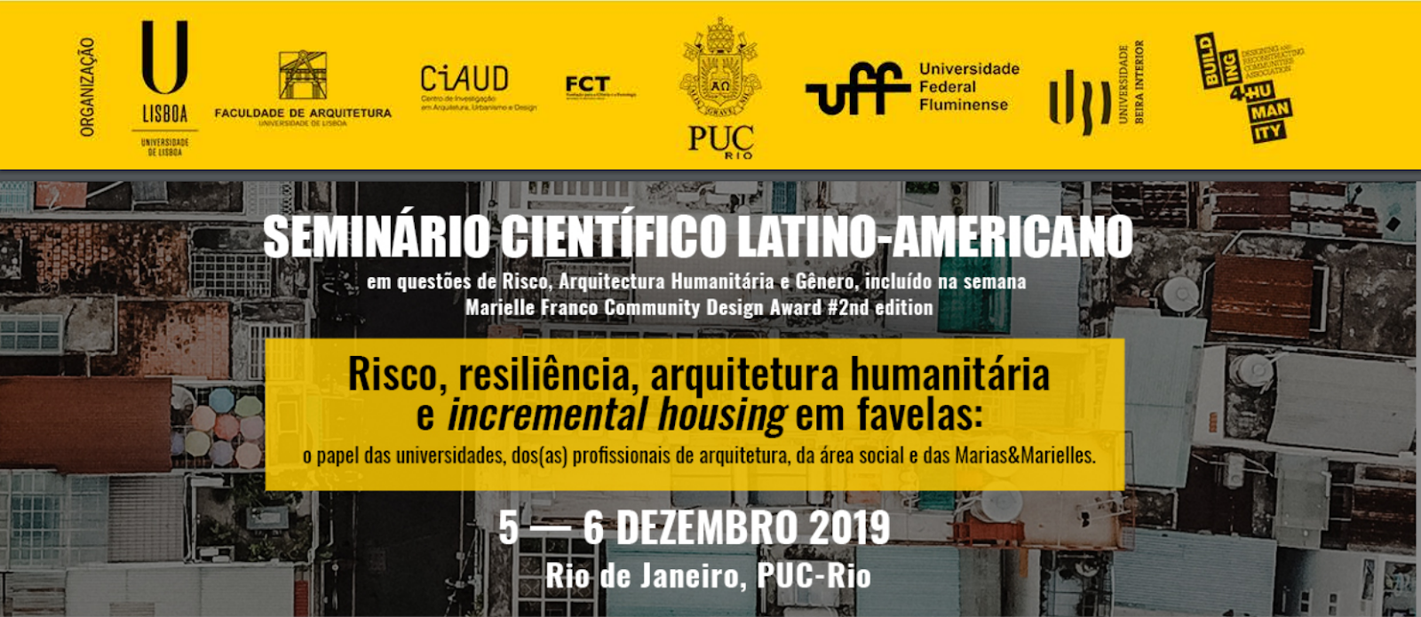 Chamada de trabalhos para o 1º Seminário Científico Internacional em Questões de Risco, Arquitetura Humanitária e Gênero