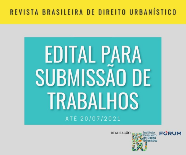 Edital aberto para a Revista Brasileira de Direito Urbanístico (REUB)