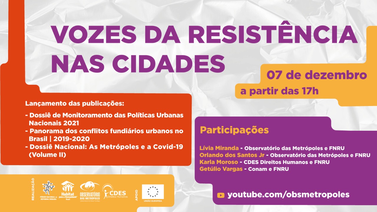 Lançamento do Dossiê Nacional “As Metrópoles e a Covid-19” Volume II
