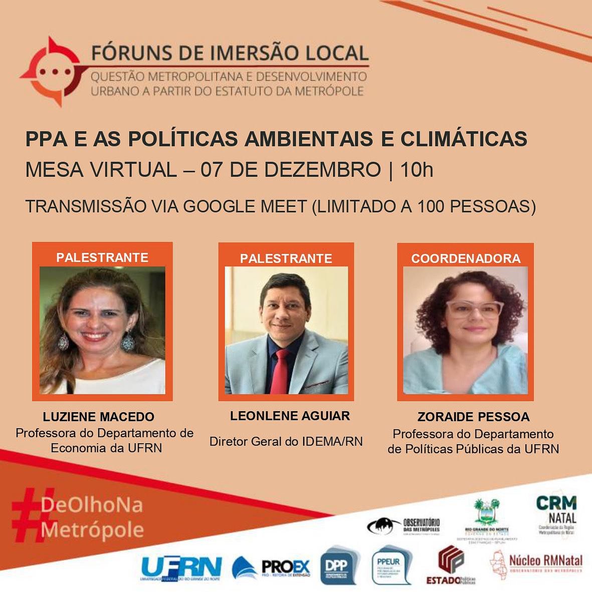 Fóruns de Imersão Local: PPA e as Políticas Ambientais e Climáticas