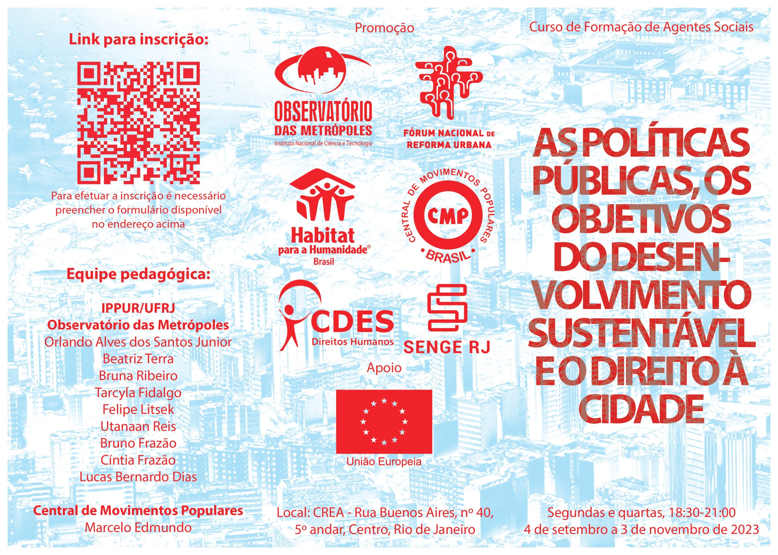 Curso de Formação de Agentes Sociais: as Políticas Públicas, os ODSs e o Direito à Cidade – Turma 2023