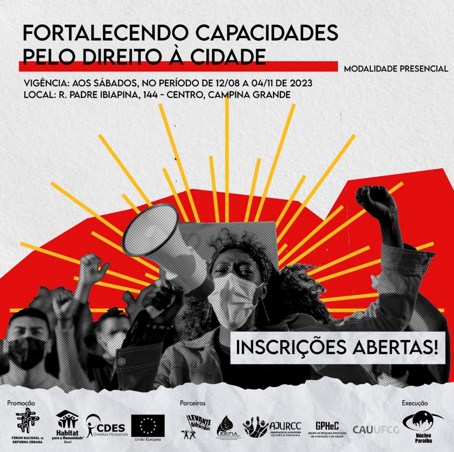 Núcleo Paraíba promove curso de formação “Direito à cidade, os ODS e as políticas públicas”