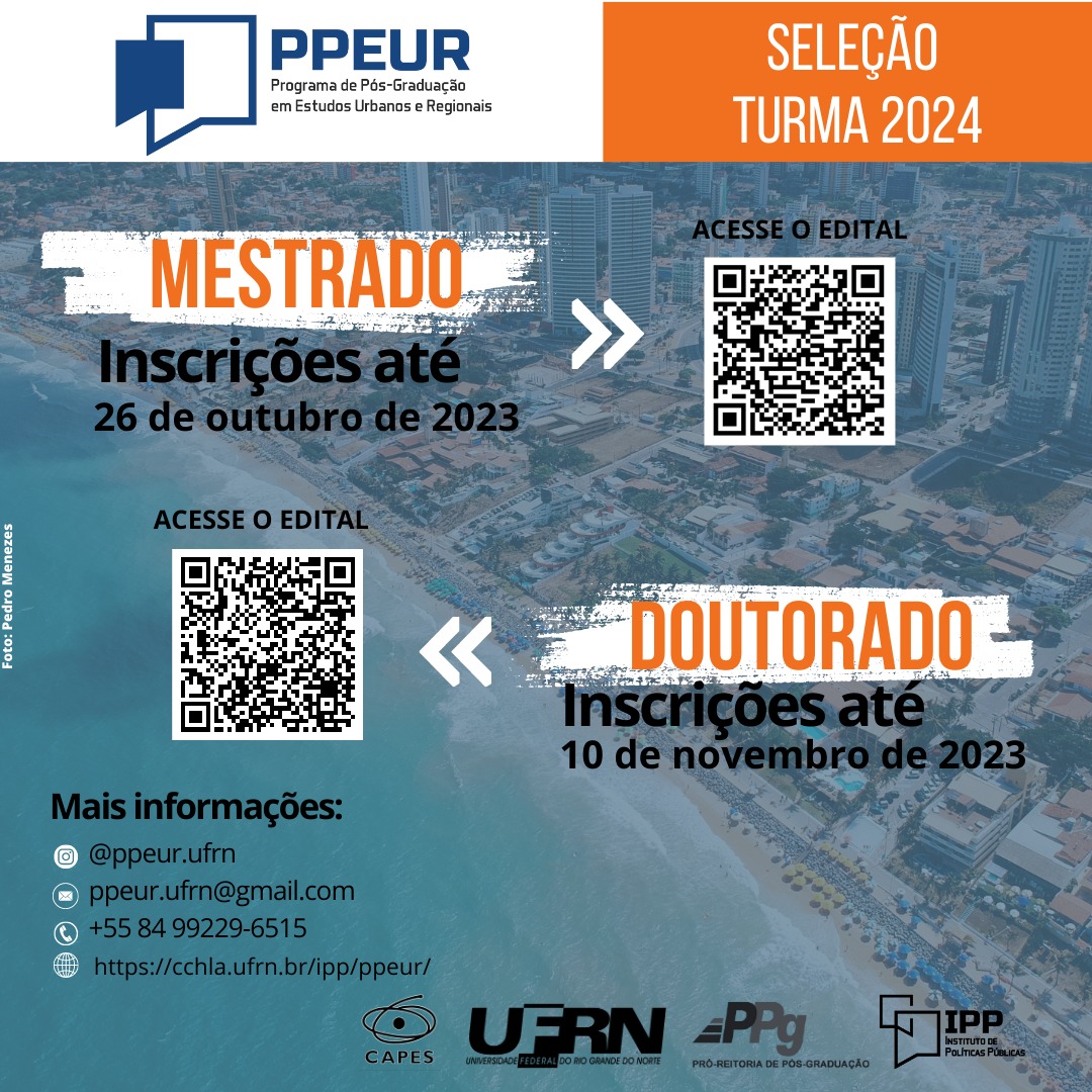 Turmas 2024 do Mestrado e Doutorado em Estudos Urbanos e Regionais (PPEUR/UFRN)