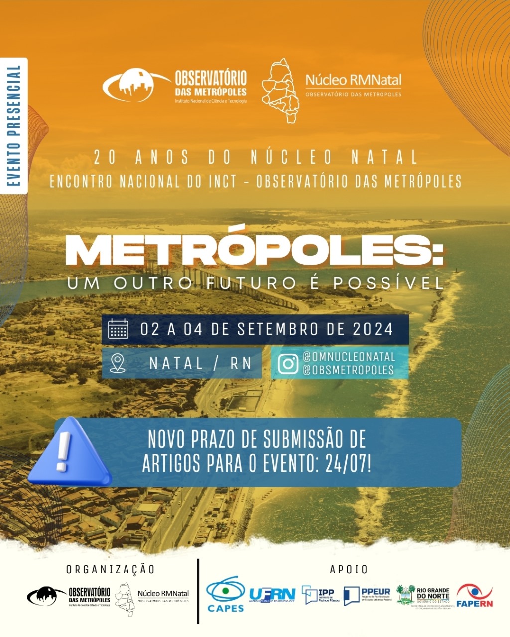 Novo prazo para submissão de trabalhos – Encontro Nacional “Metrópoles: um outro futuro é possível”, em Natal (RN)