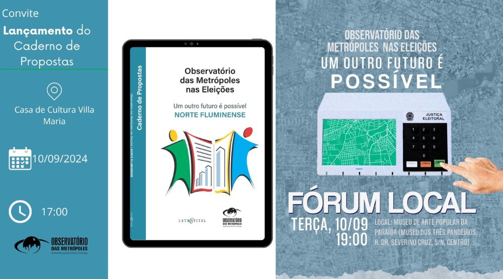 Núcleo Paraíba e Norte Fluminense promovem fóruns locais do projeto Observatório das Metrópoles nas Eleições