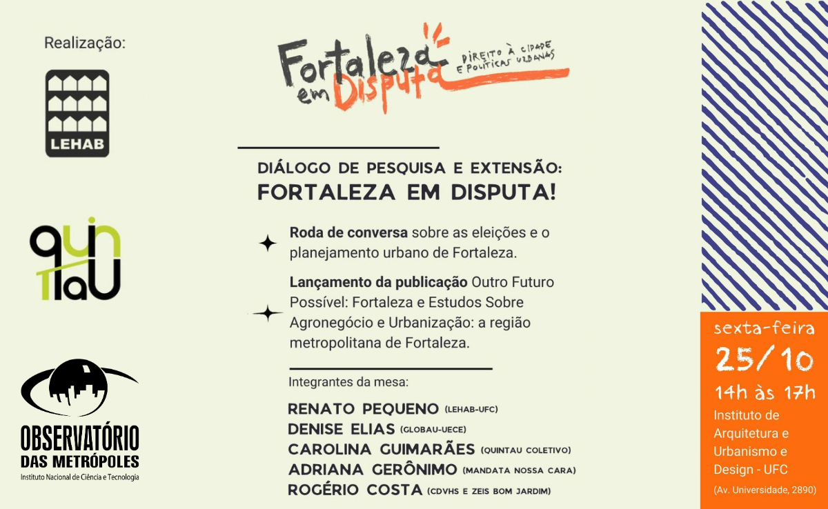 Fortaleza em disputa! Evento debate eleições municipais e o planejamento urbano da cidade