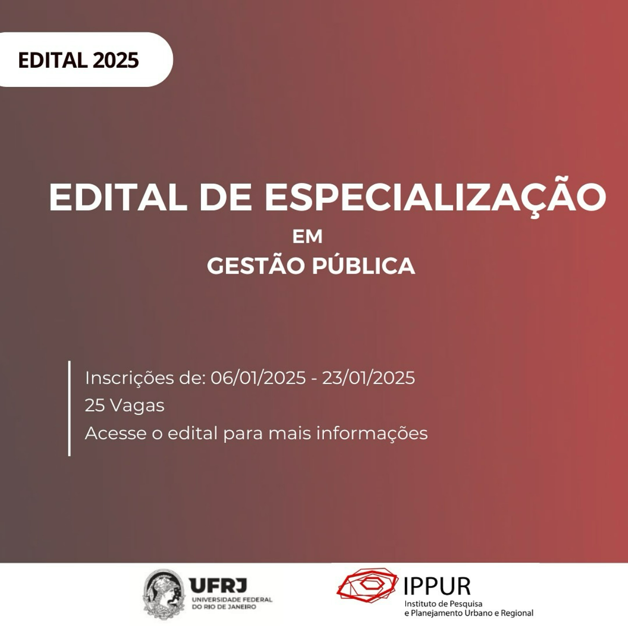 Especialização em Gestão Pública (IPPUR/UFRJ) – Turma 2025