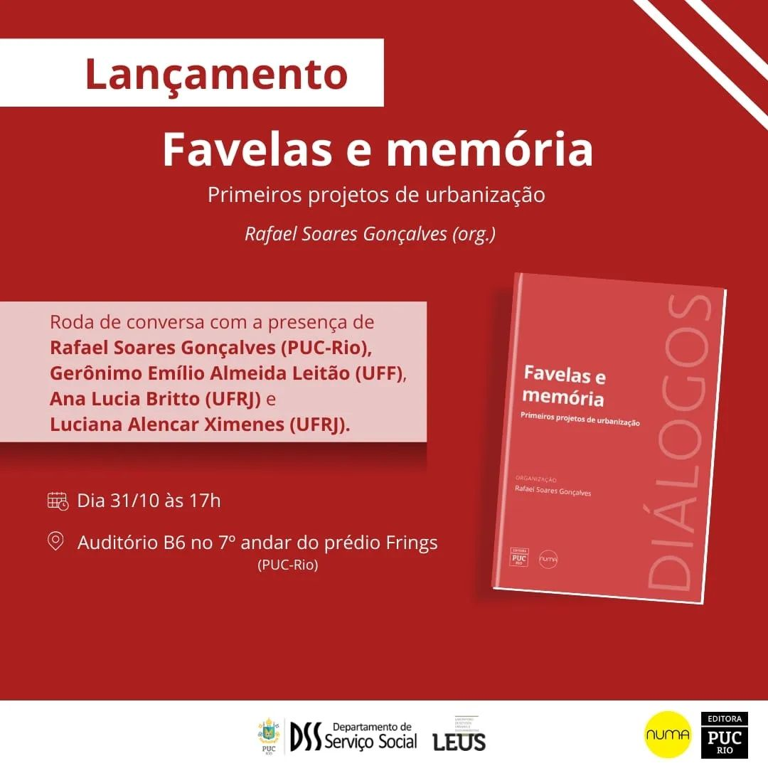 Lançamento do livro “Favelas e memória. Primeiros projetos de urbanização”