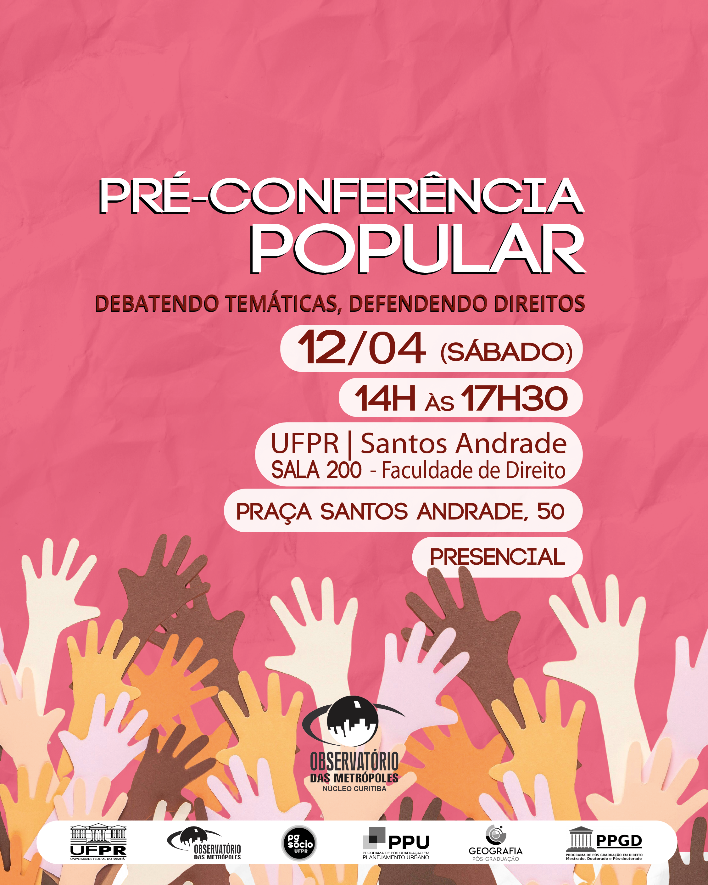 Núcleo Curitiba promove Pré-Conferência Popular das Cidades “Debatendo temáticas, defendendo direitos”